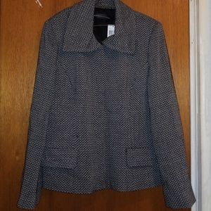 NWT DANA BUCHMAN HERRINBONE WOOL ZIP JACKET SZ 12